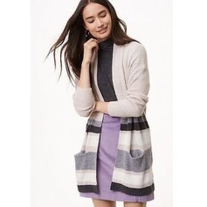 NWT • Loft • Striped pocket open cardigan